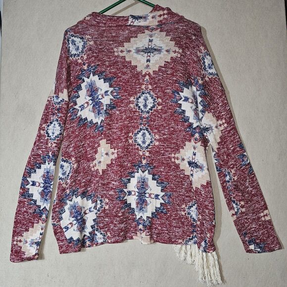 Entro Southwestern Fringe Poncho Sweater Cardigan One Size Fits Most Pockets - Picture 8 of 8